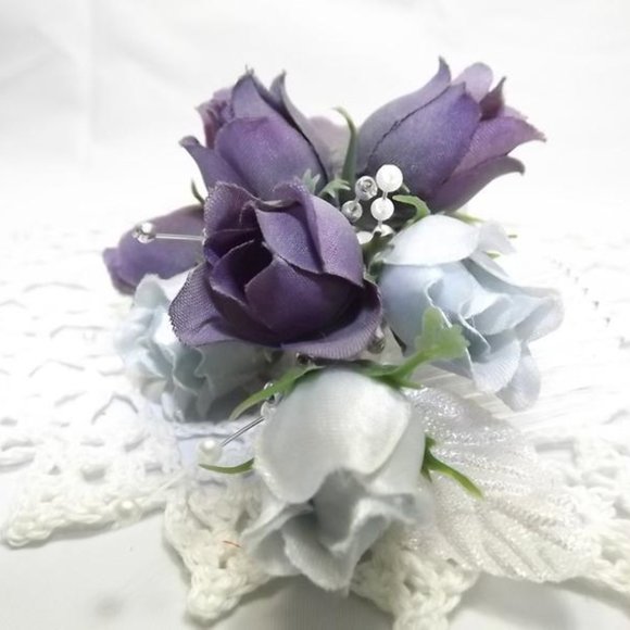 Fade-out Purple and Silver Silk Flower Hair Comb - Picture 3 of 3